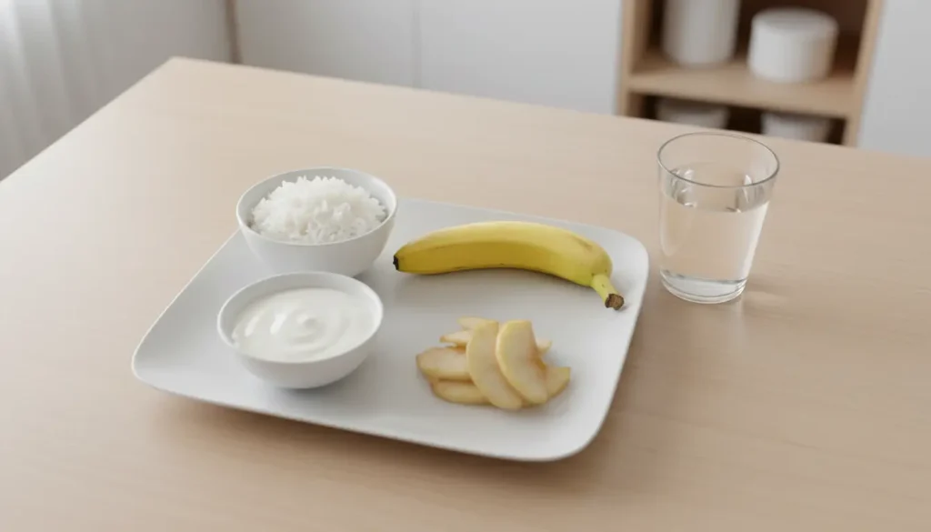 أطعمة مناسبة أثناء استخدام بيديليكس أرز وموز وزبادي طبيعي وتفاح مطبوخ